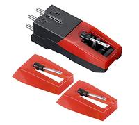 2pcs Agujas Universales con Diamante Rojo para Tocadiscos y Cartuchos de Vinilo