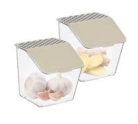 2Pcs Ajo Olla Cebolla Almacenamiento Ajo Contenedor Con Tapa De Pared Transparente A Prueba De Polvo Jengibre Cebolla Verde Pimiento Guindilla Caja De Almacenamiento Tarro Para Cocina Restaurante