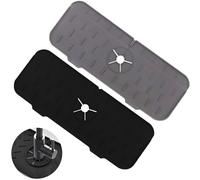 2PCS Alfombrilla de Grifo de Silicona, Silicona Alfombrilla de Grifo de Cocina, Protector contra Salpicaduras para Fregadero de Cocina, Tapete Silicona Fregadero, para Cocina, Baño (Negro,Gris)