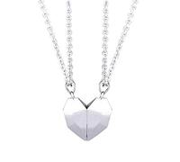 2Pcs Amantes minimalistas Coincidencia Amistad Colgante de corazón Pareja Collar con colgante de corazón facetado a distancia magnética Joyería Disponible y profesional.