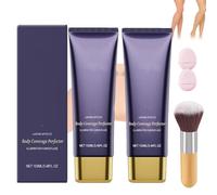 2Pcs Amplearctic All Over Complexion Coverup,Tattoo Cover up Makeup,Waterproof Long Lasting Transfer-Resistant Beauty Concealer with Brush,For Body Leg (Skin color, SIZE)