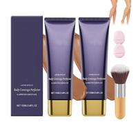 2Pcs Amplearctic All Over Complexion Coverup,Tattoo Cover up Makeup,Waterproof Long Lasting Transfer-Resistant Beauty Concealer with Brush,For Body Leg (Dark skin, SIZE)
