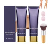 2Pcs Amplearctic All Over Complexion Coverup,Tattoo Cover up Makeup,Waterproof Long Lasting Transfer-Resistant Beauty Concealer with Brush,For Body Leg (Brown, SIZE)