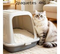 2Pcs Arena de Gato de Tofu Aglomerante, Desechable por el Inodoro, Súper Absorbente, Sin Polvo, Control de Olores, Material Natural y Ecológico
