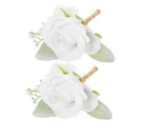 2Pcs Artificial Corsage Simulation Flower Brooch Wedding Decor Stylish Photographic Props Bridesmaids Fashionable Accessory for Dresses and Costumes