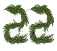 2PCS Artificial Norfolk Pine Garlands - 5/6/9ft Real Touch Christmas Garland for Mantle, Table, Wall Christmasdecorations (2Pcs,5FT/150cm)