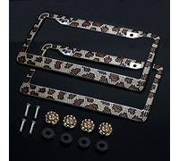 2pcs Auto Leopardo Licencia Plate Frame, Firwood Handcraft Bling Rhinestone Diamante Cuerpo Cromado de Aluminio, Incluye 4 x Crystal Cap + 4 x Tornillos Fasteners