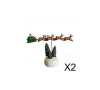 2Pcs Away Flying Sleigh Animated Christmas Vacation Village Statue