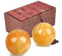 2pcs Baoding Bolas de masaje para ejercicio de salud, pelotas de ejercicio para aliviar el estrés, bolas de ejercicio de mano, con caja de regalo de 1.96 pulgadas, color amarillo