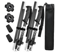2Pcs Bastones Senderismo, Bastones Trekking Telescópicos Plegables, 110-130cm Bastones Marcha Nordica Walking Aluminio 6013 Ligeros, Poles Montaña Alpinismo para Caminar Hombres y Mujere