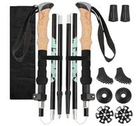 2Pcs Bastones Trekking Plegables Ligero Aluminio con Bolso & Mango Corcho Prueba Golpes, Soporte Marcha Nordica Ajustar Longitud 110-125cm para Mujeres Hombres Senderismo Viaje,Esquí,Alpinismo,Caminar