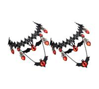 2pcs Bat Camping Party Decorations Lapel Filler Socket Cover Hooks Bow Brooch Love Ring Fill Halloween Decoration Product Stickers Polyester Black