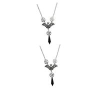2pcs Bat Pendant Pentagram Alloy Necklace for Gothic Women's Party and Special Occasions