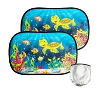 2PCS Bebé Protección Solar Del Coche Con Protección Uv, 51x31cm Ventana Del Coche Parasol, Ventana Del Coche De ProteccióN Solar De NiñOs Apagón Con 8 Ventosa (Mundo Submarino)