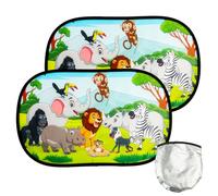 2PCS Bebé Protección Solar Del Coche Con Protección Uv, 51x31cm Ventana Del Coche Parasol, Ventana Del Coche De ProteccióN Solar De NiñOs Apagón Con 8 Ventosa (Zoológicos)