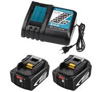 2pcs BL1860 5,5Ah batería de Repuesto para Makita batería 18V con Cargador para Makita Cargador 18V DC18RCT Compatible para Makita 14.4V-18V BL1860 BL1850B