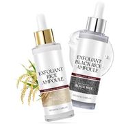 2Pcs Black and White Rice Exfoliant, Deep Hydration Moisturizing for Glowing Skin,Rice Exfoliating Peeling Solution