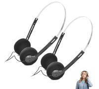 2Pcs Black Retro Over-Ear Earphones,Mini Stereo Lightweight Headphones with Cord,80s 90s Vintage Headset Wired,Hi-Fi Stereo Earphone,for Most Mobile Phones Playback Pevices,Cassette Player