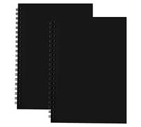 2Pcs Bloc de Notas en Espiral A4, 150GSM / 140 Páginas Cuadernos de Bocetos, Cubierta bloc de Notas en Espiral, Cuadernos de Papel en Blanco, Perfecto para Dibujo Artístico, Notas, Negro