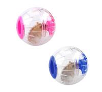 2Pcs Bola para Hamster Pelota de Hámster Transparente Bola de Ejercicios para Roedores Plástico Pelota para Correr de Hámster Hamster Run Ball, Juguete Interactivo para Rata Jerbo 12cm (Azul+Rosa)
