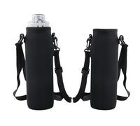 2Pcs Bolsa de Botella de Agua 8x22cm Fundas Portátiles para Botellas de Agua, Bolsa con Bandolera para botella de Agua con Correa de Hombro Ajustable para Correr Senderismo Ciclismo Camping (Negro)