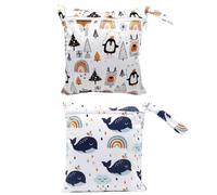 2Pcs Bolsa De Pañales Para Bebés, Bolsa De Pañales De Animales De Dibujos Animados, Bolsa De Pañales Lindo Doodle, Bolsa De Pañales Impermeable, Bolsa De Pañales Reutilizable