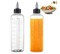 2pcs Botella Exprimible Aceite de Plastico, 250ml Biberones Cocina Profesional Aceitera Botellas Plastico con Tapa de Punta, Transparente Botella de Salsa para Condimentos Líquidos Aceite Vinagre