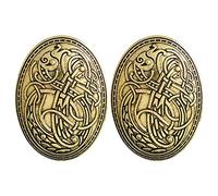 2pcs Bufanda Medieval Pin Escudo Símbolo Broche Vikingo Lobo Patrón Pin Suéter De Chal Ovalado para Mujeres Hombres para Mujeres