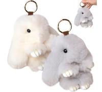2pcs Bunny Keychain de 6 pulgadas de conejos peludos de conejo peludo esponjoso llavero artificial colgante llavero decorativo de llavero esponjoso para mochila, llave del automóvil, bolso a man