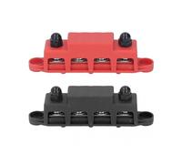 2Pcs Bus Bar Terminal Block 48V 250A Heavy Duty Module Power Distribution DC Box 4 Positions M10 for RV Marine Red Black