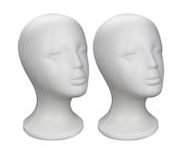 2pcs Cabeza De Peluca De Espuma, Soporte Para Pelucas Y Modelo Cosmético, Soporte Para Maniquí De Espuma, Expositor Para Pelucas Accesorios De Cabello Sombreros Postizos Modelo Salón