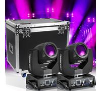 2PCS Cabeza Movil LED con Flight case 7R 230W Beam Moving Head RGBW 17 Gobos 14 Colores Iluminacion para Escenarios Bar Fiesta Club Discoteca