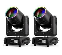 2PCS Cabezal Móvil Beam HID de 295W, 13+1 Colores 14+1 Gobos 48 Prismas Efecto Arcoíris/Escarcha Zoom Motorizado d-mx512 (18/22CH) con Tira de Luces para Escenarios Conciertos Fiestas DJ y Bodas