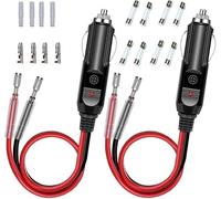 2Pcs Cable Conector Macho para Mechero de Coche 12V/24V, Cable Mechero Coche 16AWG Auto Encendedor de Cigarrillos Plug con 8 Fusible de Seguridad 15A/10A e Indicador LED para Accesorios Automotrices