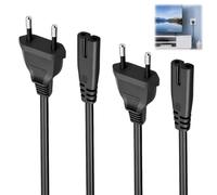 2PCS Cable de Alimentación C7 Euro 8, Enchufe UE de 2 Pines | Compatible con PS5, PS4, PS3, Xbox Series X/S,PS1, PS2, Xbox One S/X,Smart TV, DVD, Monitor LED- Negro(1.5M)