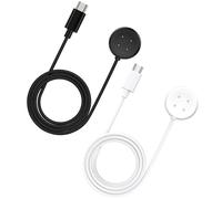 2Pcs Cable de Cargador Compatible con Google Pixel Watch 3/ Pixel Watch 2/ Fit-bit Versa4/ Versa3/ Sense2/ Sense/Ace LTE, Base de Carga Magnética 4 Pin con USB C Cable 3,3FT/100CM (Negro + Blanco)