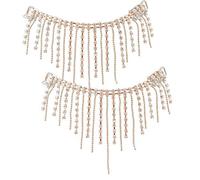 2pcs cadena de borla de diamantes de imitación, cadena de diamantes de imitación nupcial ribete franja apliques cristalinos gargantilla de diamantes de imitación diy tacones altos hebillas decoración