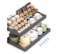 2pcs Cajones Extraibles Para Cocina,No Requiere Perforación Organizador Cajones, Ampliable Pull Out Cabinet Organizer Cajon Telescopico Adhesivo Para Cocina Baño Armario 32-52x42x7cm(2, Gris)