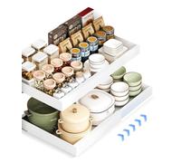 2pcs Cajones Extraibles Para Cocina,No Requiere Perforación Organizador Cajones, Ampliable Pull Out Cabinet Organizer Cajon Telescopico Adhesivo Para Cocina Baño Armario 32-52x42x7cm(2, Blanco)