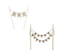 2pcs Cake Topper 1er Geburtstag, Happy Birthday Tortendeko Geburtstagsdeko Kuchen Banner Cake Topper Banner 1er Jubilägsfeier Kuchentopper Kuchen deko für Geburtstag Holz Tortendeko Mädchen Junge