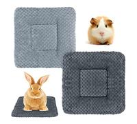 2Pcs Cama de Felpa para Animales Pequeños Alfombra de Ropa de Cama Suave y Cálida Manta para Accesorios de Jaula Almohadilla de Sueño de Invierno para Conejito Hámster Hedgehog Ardilla (AA, 30x30cm)