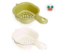 2Pcs Canasta De Lavado De Vegetales, Cesta De Drenaje De Doble Capa De Cocina Con Mango, 2 En 1 Tazón De Lavado De Frutas, Filtro De Pasta Portátil, Cestas De Desagüe Para Alimentos Limpieza De Bayas