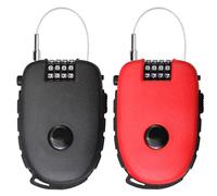 2PCS Candado Cable Retráctil 4 Dígitos 130cm, Candado Casco Moto y Patinete Eléctrico, Candado Bicicleta Antirrobo Inoxidable para Equipaje Mochila Scooter（Rojo y negro）