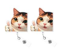 2Pcs carretes de insignias divertidos para decoración, lindos carretes de insignias de gato, divertidos carretes de insignias retráctiles, soportes de identificación con nombre, divertidos carretes