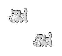 2pcs Cartoon Brooch Funny Stuffed Litter Plush Animals Squishy Kitten Plushies Animal Cats Cute Bag Cat Light Grey