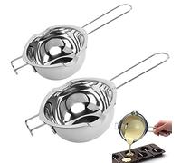 2pcs Cazo para Baño María de Acero Inoxidable Olla para Baño María Cazo Para Fundir Chocolate Cazo Baño María Para Derretir Chocolate, Dulces, Mantequilla, Queso Y Velas Plata(400ml+600ml)