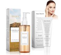 2Pcs Centella Cleansing Oil + 345 Repair Cream, Crema Hidratante para Acné y Piel Grasa,345 Soothing Crea, Aceite Desmaquillante Facial Con Centella Asiática, Control de Grasa, Hidratación