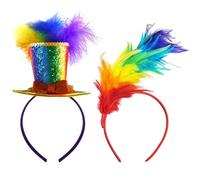 2PCS Cerchietto per Capelli con Piume Colorate,Fascia di Piume Colorate