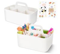 2PCS Cesta Organizadora con 5 Compartimentos, Estas Almacenaje Plastico, Escritorio Multiuso Caja de Almacenamiento Multifuncional, Apilador de Caddie Dividida para Arte Blanco Oficina