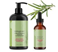 2PCS Champú Romero 355 ML + Rosemary Mint Oil 59ML, Aceite Romero Cabello, Rosemary Mint Strengthening Shampoo, Romero Champú Anticaida, Fortalece el crecimiento del cabello, lo repara